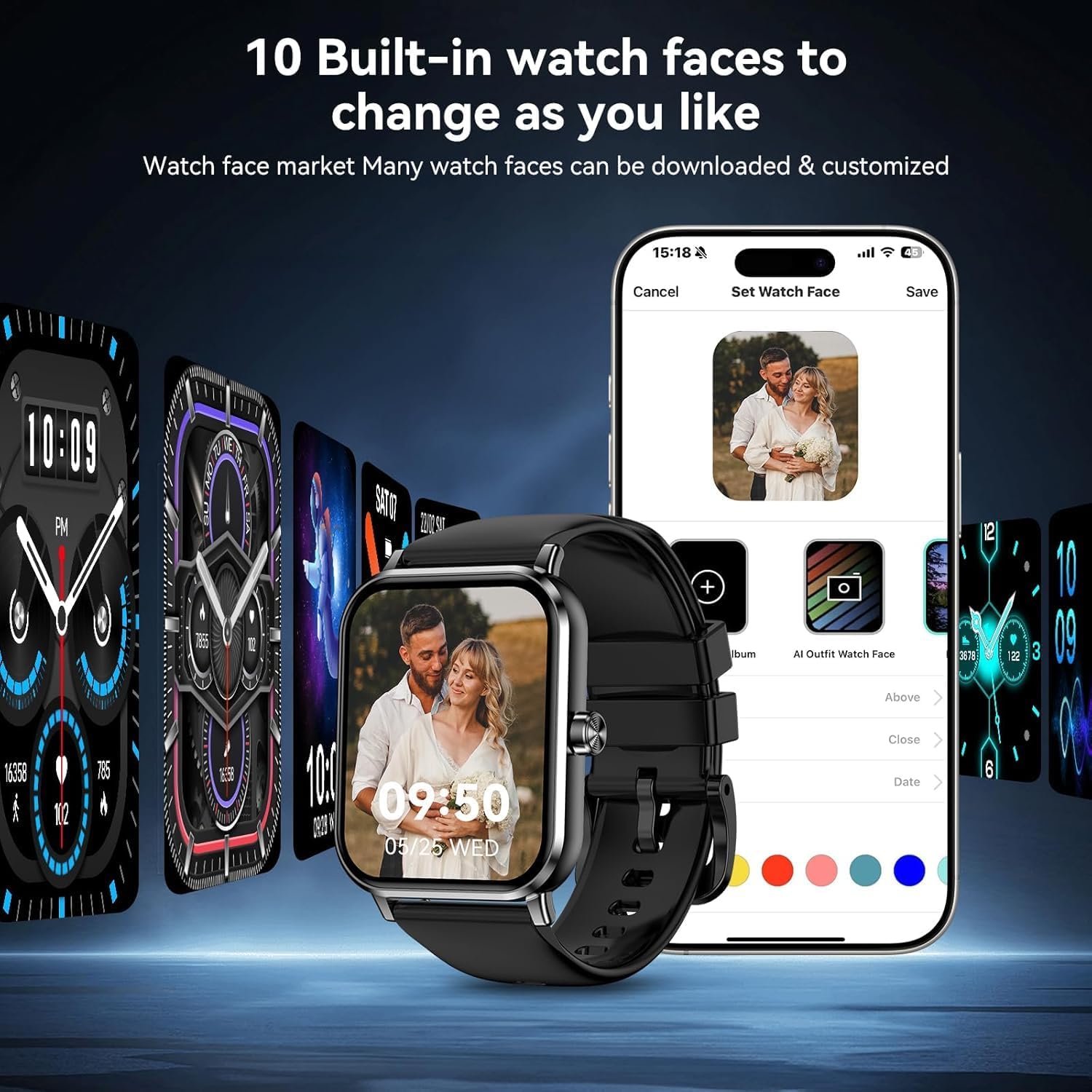 Smart Watch for Women, Bluetooth Answer/Make Calls, 1.83"HD Screen, 2 Bands - Image 4