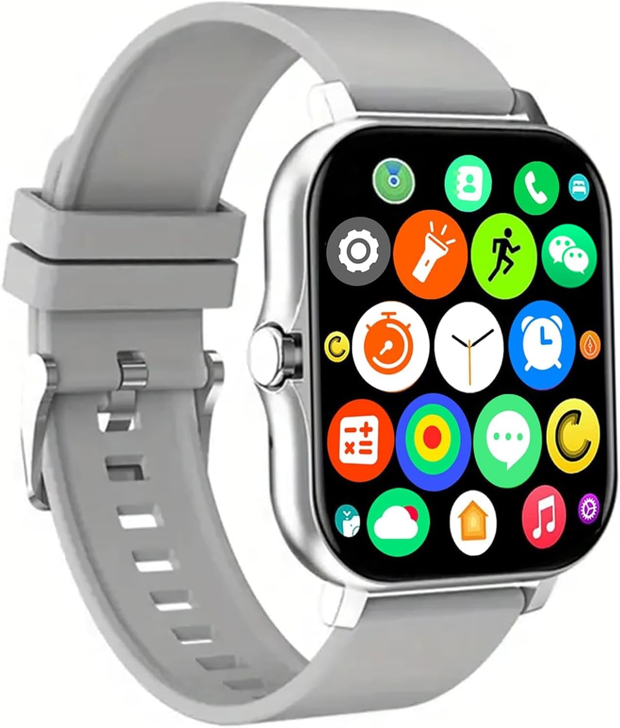 Smart Watch, 1.81" Upgraded Full Touchscreen Smart Watch for Android iPhones with Bluetooth Call, Sleep Tracker, Multiple Sports Fitness Tracker with Smart Watches for Women Men (Silver)