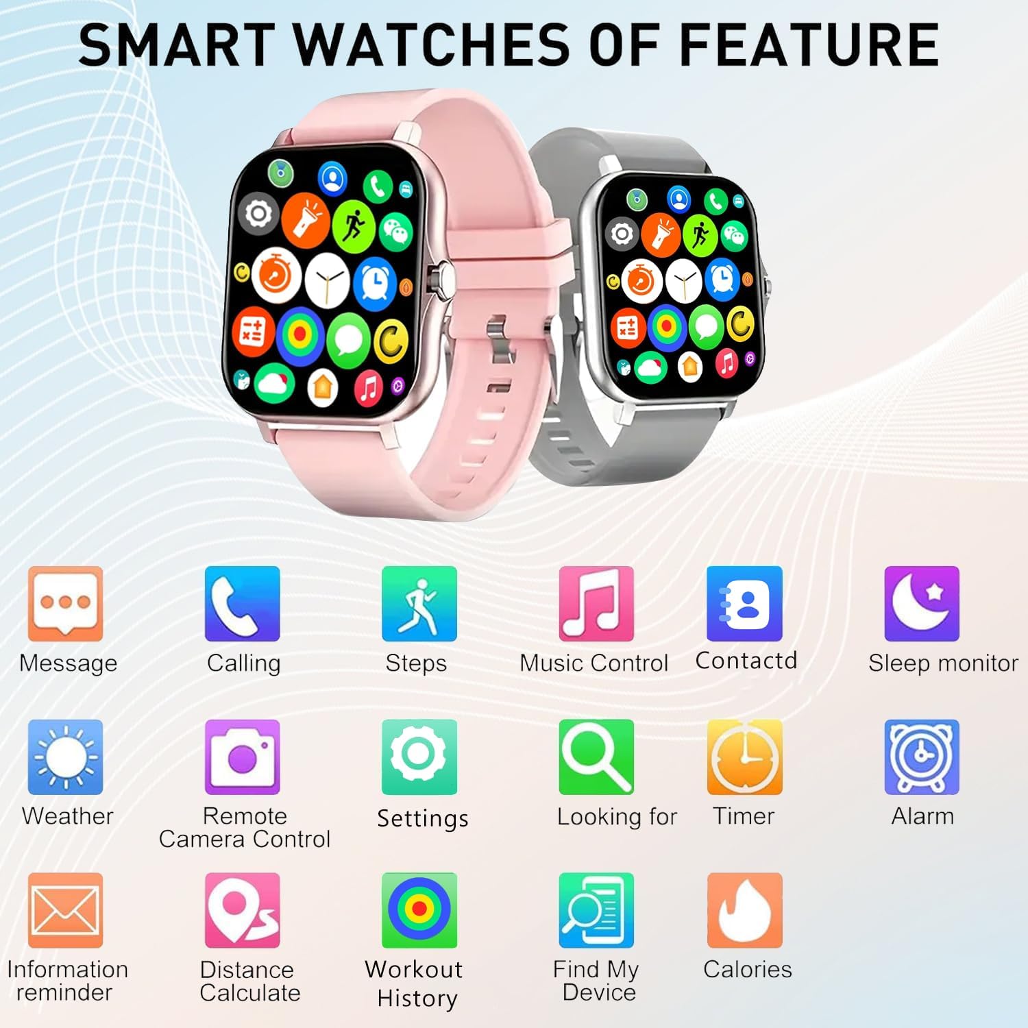 Smart Watch, 1.81" Upgraded Full Touchscreen Smart Watch for Android iPhones with Bluetooth Call, Sleep Tracker, Multiple Sports Fitness Tracker with Smart Watches for Women Men (Silver) - Image 3