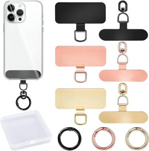 6Pcs Universal Phone Lanyard Patch Pad with 3 Metal Spring Rings